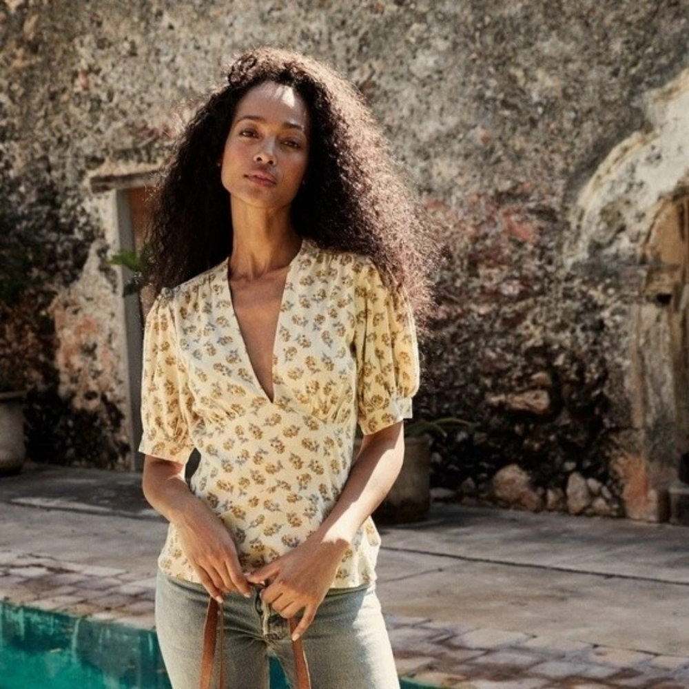 Doen Yana Top in yellow Cottage Garden